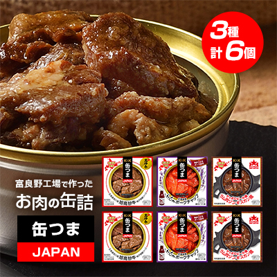 【ふるさと納税】缶つまJAPAN　富良野工場で作ったお肉の缶詰3種セット　6個入り_ 缶詰 缶 缶つま 肉 ポークチャップ ジンギスカン ラム肉 牛肉 詰合せ セット 食べ比べ おつまみ おかず 贈答 ギフト おすすめ 人気 北海道 富良野 グルメ 送料無料 お取り寄せ 【1365037】