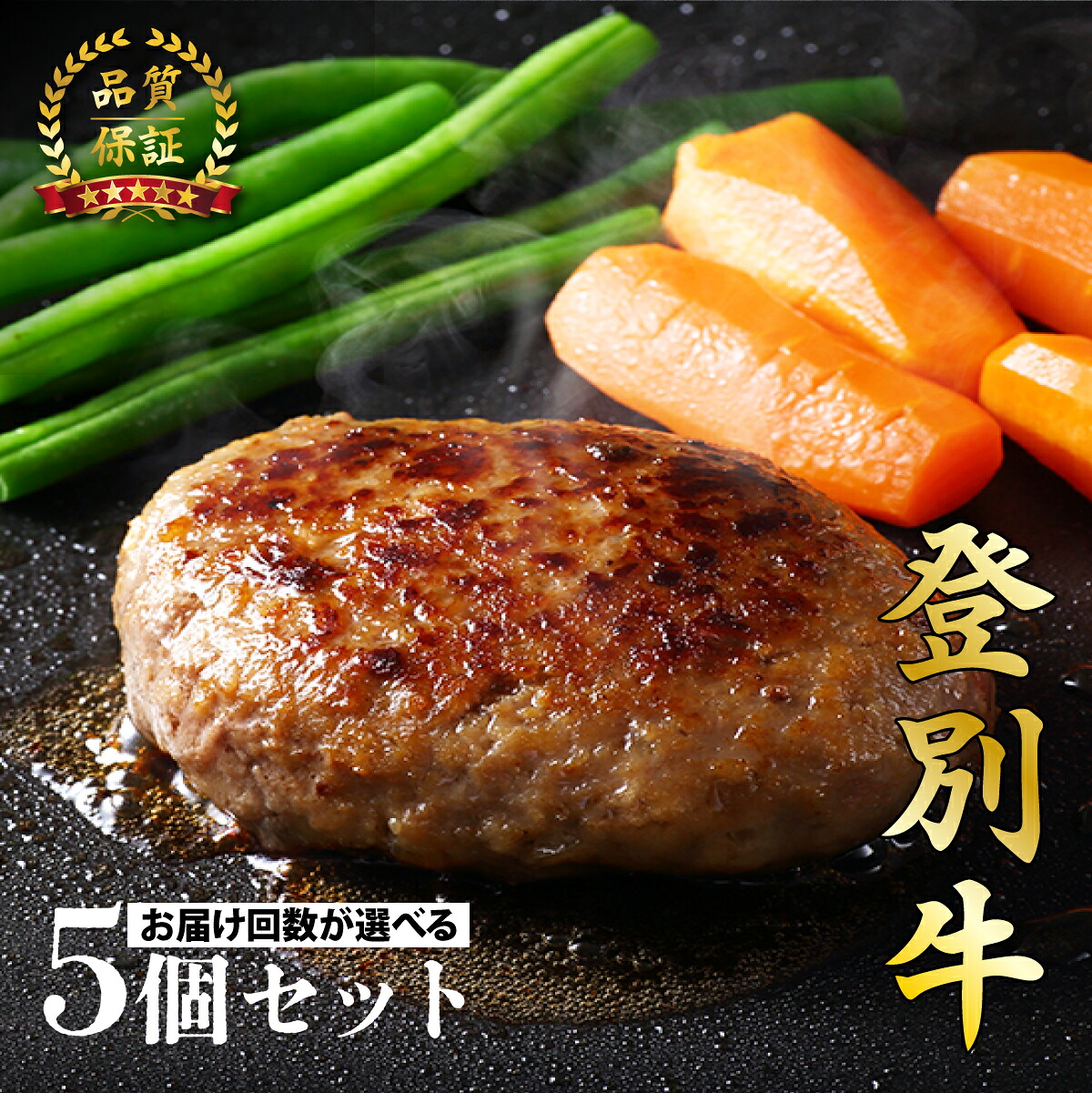 【ふるさと納税】登別牛100％使用ハンバーグ 120g&times;5個 選べるお届け回数 単品 定期便 全2回～5回【お肉・ハンバーグ・登別牛】｜北海道登別市