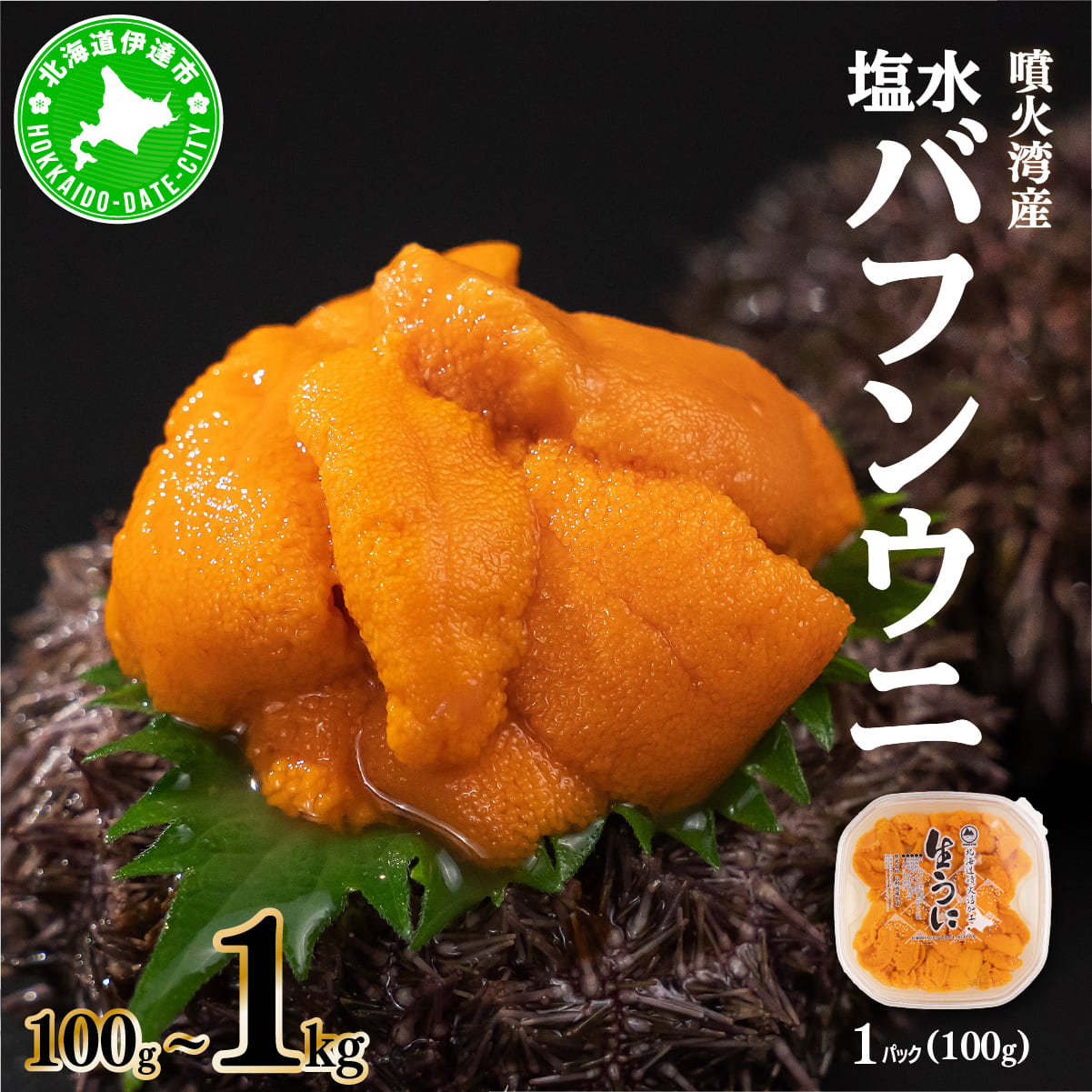 【ふるさと納税】北海道噴火湾産 天然 塩水バフンウニ 100g ～1kg  みょうばん不使用 うに ウニ 雲丹 海鮮 海の幸 魚介類 ウニ丼 お寿司 濃厚 無添加 産地直送 産直 お取り寄せ 山村水産 送料無料