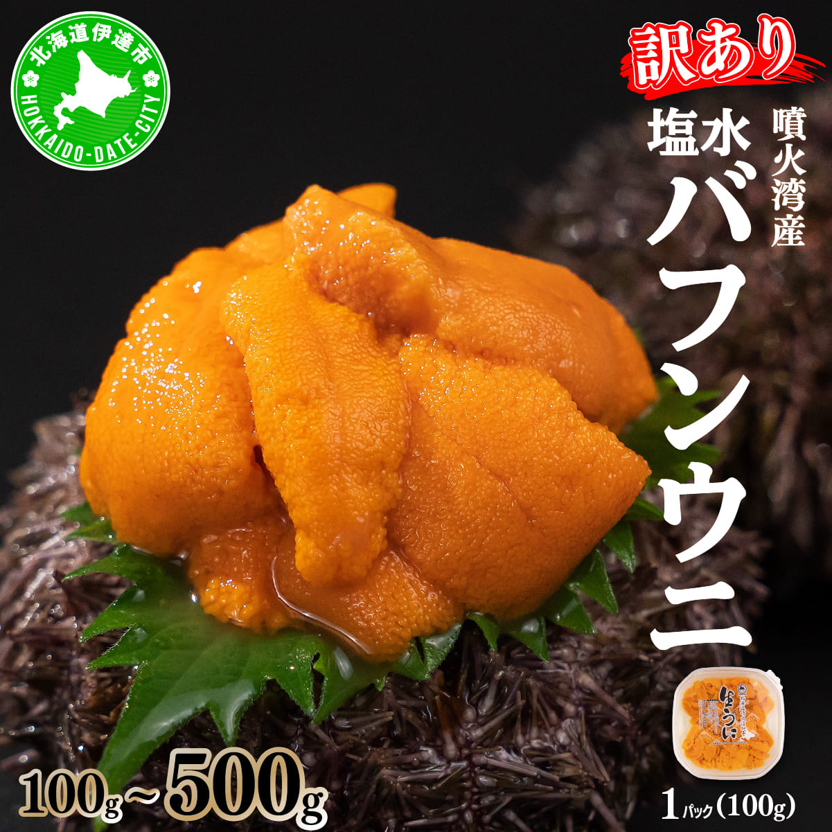 【ふるさと納税】＜訳あり＞北海道噴火湾産 天然 塩水バフンウニ 100g~500g  みょうばん不使用 うに ウニ 雲丹 海鮮 海の幸 魚介類 ウニ丼 お寿司 濃厚 無添加 産地直送 お取り寄せ 山村水産 送料無料