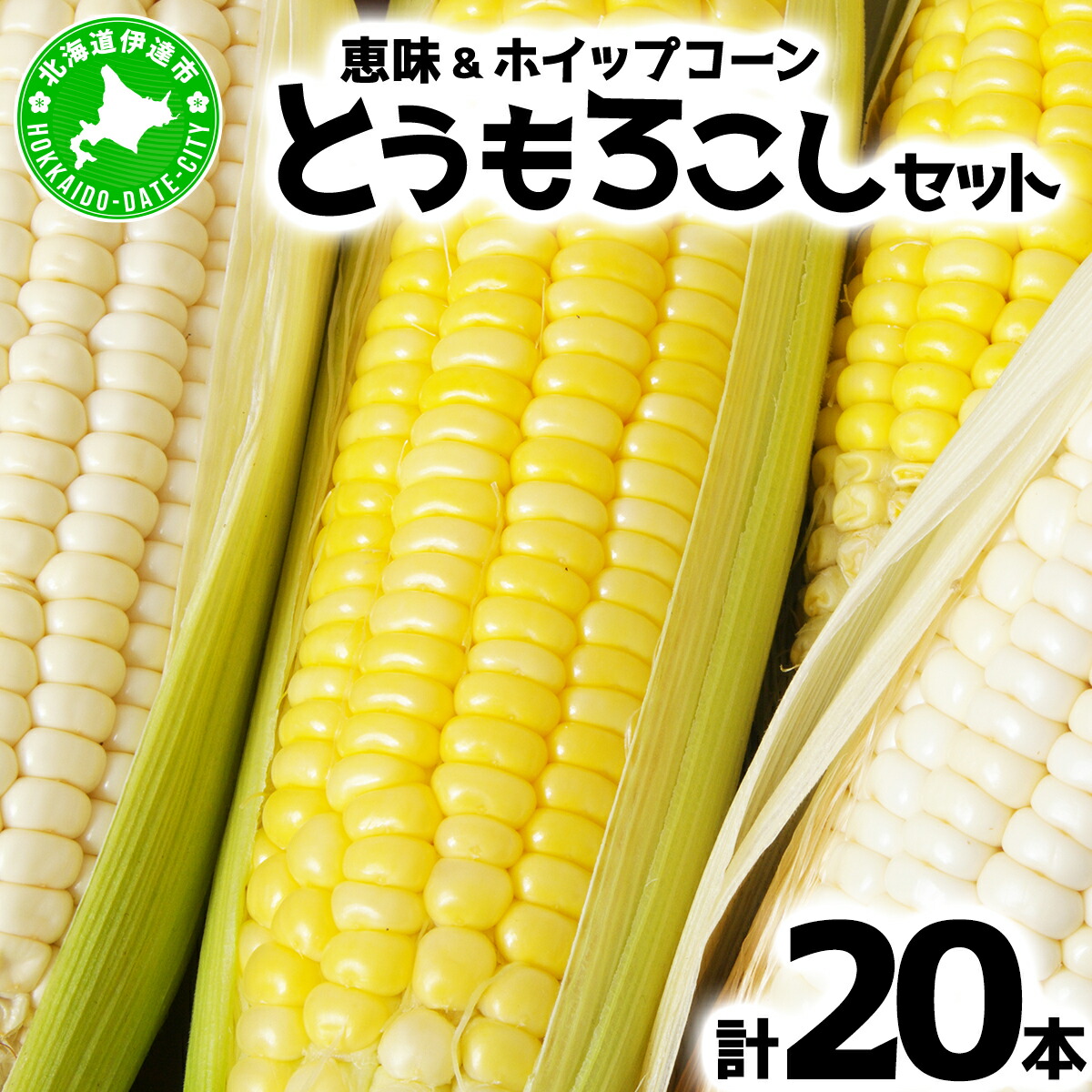 【ふるさと納税】北海道 朝もぎ とうもろこし 恵味 ホイップコーン 各10本 計20本 L-LL サイズ 黄色 白色 トウモロコシ 黄 白 とうきび コーン 旬 完熟 甘い お取り寄せ 産地直送 北海道産
