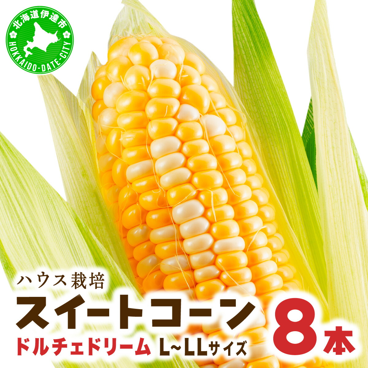 【ふるさと納税】とうもろこし ドルチェドリーム L～LLサイズ 8本 ハウス 栽培 バイカラー スイートコーン 北海道 伊達市 生産者 直送 新鮮 宍戸農園 【オンライン決済限定】