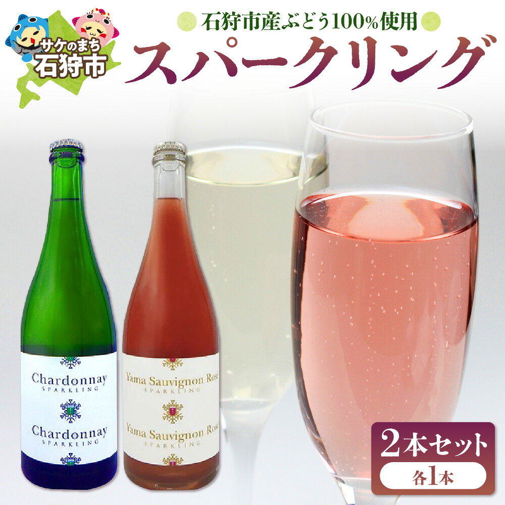 【ふるさと納税】 石狩市産 ぶどうで作ったスパークリング 2本セット セット 詰合せ 炭酸 ご当地 鮭 ワイン さっぽろワイン 石狩産 八幡 シャルドネ ヤマ・ソービニオン ギフト 内祝い [のし対応] 北海道 石狩市｜北海道石狩市
