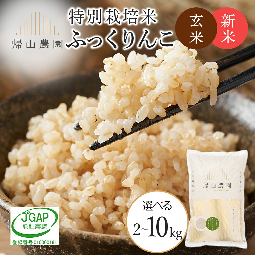 【ふるさと納税】【令和7年産新米予約】玄米 ふっくりんこ 選べる2kg～10kg 特別栽培米産地直送《帰山農園》<BR><BR>知内町 ふるさと納税 米 こめ 北海道産お米 北海道米 美味しいお米 北海道産米  道産米 ふるさと納税 秋 旬