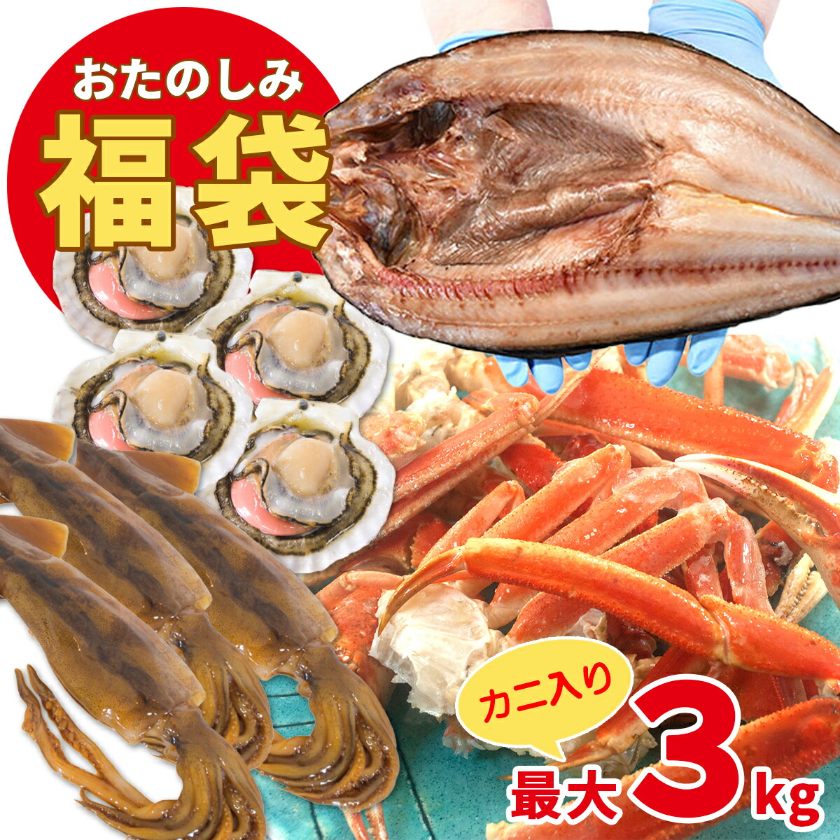 【ふるさと納税】 北海道 訳あり 海産物メーカー 福袋 カニ入 最大 3kg スタッフ厳選 傷 蟹 ズワイガニ カニ ホタテ イカ ほっけ カレイ おまかせ お楽しみ 海鮮 詰め合わせ 魚介類 工場直送 規格外 傷あり 送料無料