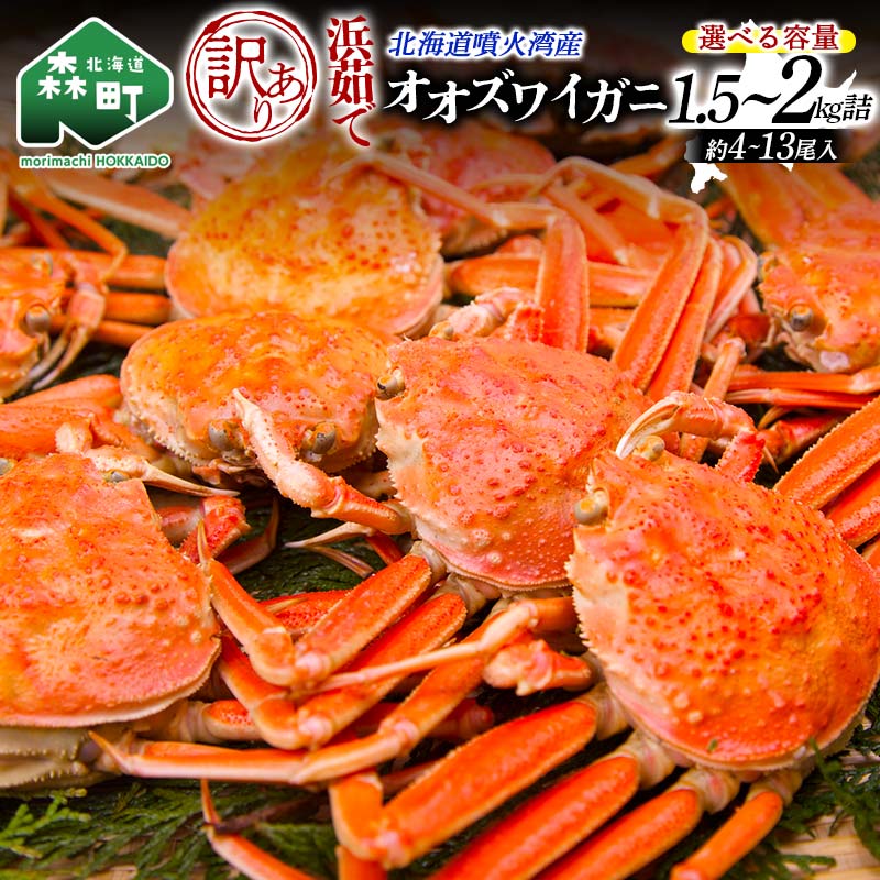 【ふるさと納税】【選べる容量】【訳あり】浜茹でオオズワイガニ 1.5~2.0kg 詰め込みセット 北海道噴火湾産 ＜道産ネットミツハシ＞ かに カニ 蟹 がに オオズワイガニ セット 北海道 森町 ふるさと納税 mr1-1338var｜北海道森町