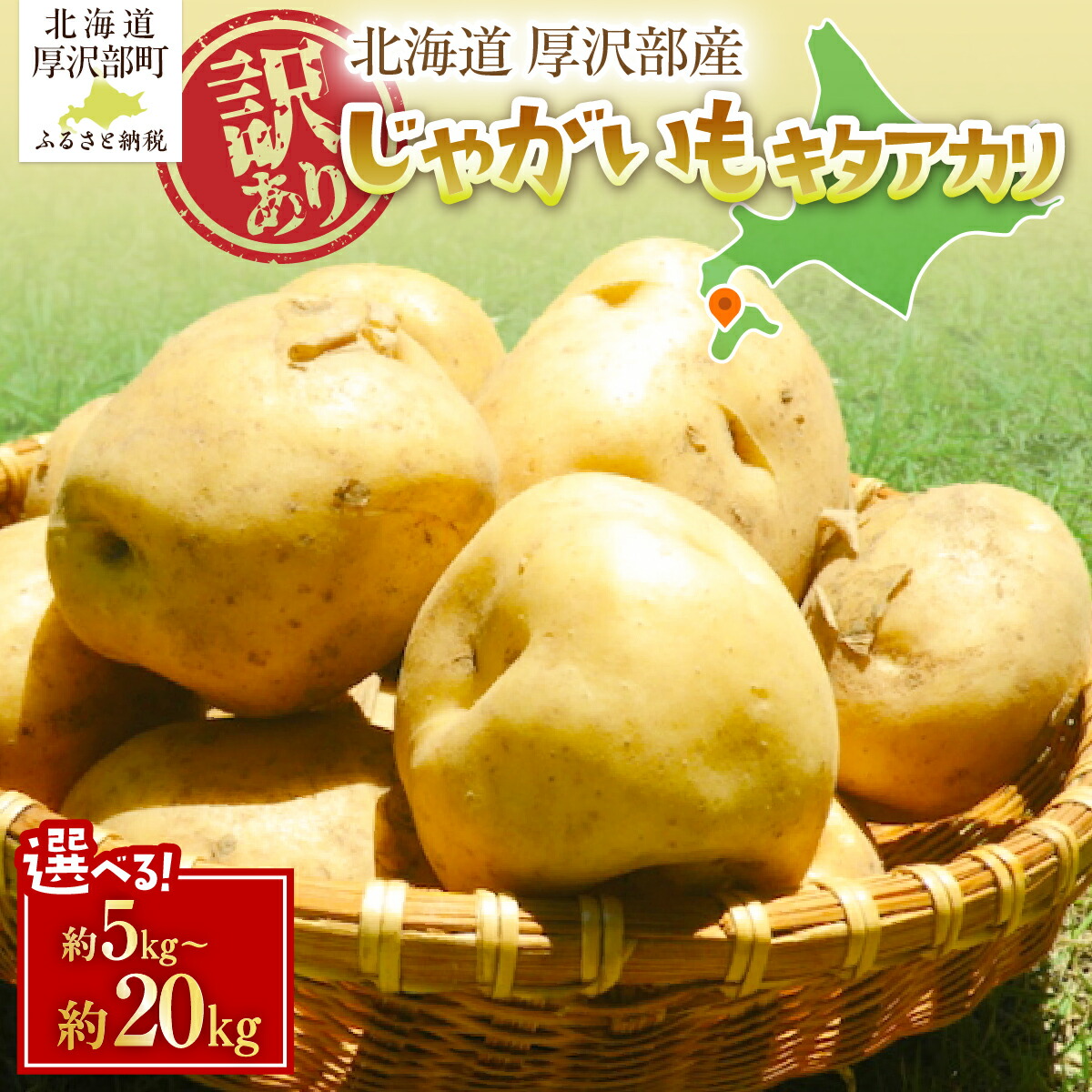 【ふるさと納税】【先行予約 令和8年7月発送】訳あり 北海道厚沢部町産 庄山農園のキタアカリ 選べる 5kg 10kg 15kg 20kg じゃがいも ジャガイモ 産地直送｜北海道厚沢部町