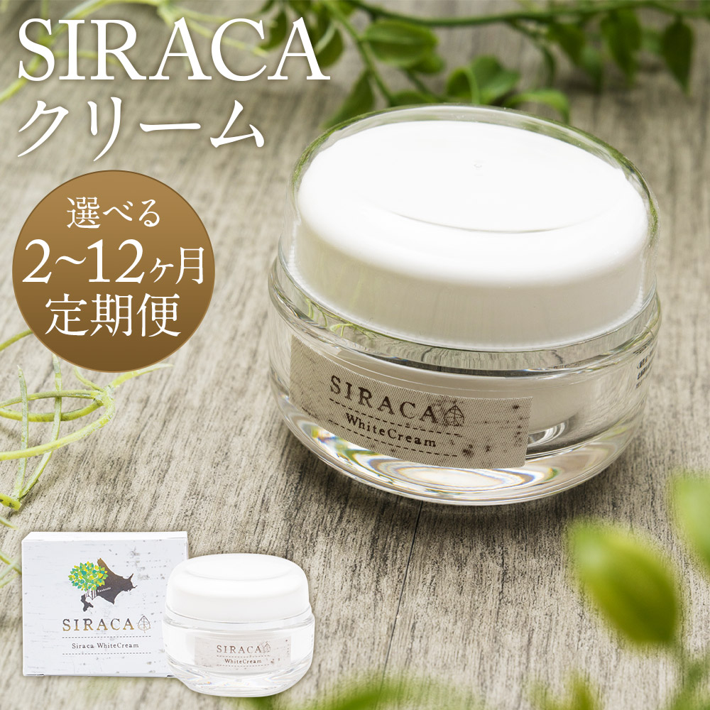 【ふるさと納税】【選べる定期便】SIRACA White Cream 30g 2ヶ月～12ヶ月定期便 年代順の継続 皮膚軟化剤 ひと肌世話をする 人間の顔皮膚軟化剤 美容 シラカ 白樺 北海道 蘭越町 貨物輸送無料