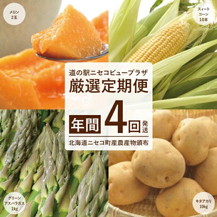 【ふるさと納税】定期便 野菜 年4回 メロン アスパラ コーン じゃがいも 野菜 ジャガイモ 馬鈴薯 新じゃが 北海道産 予約 おうち おうちグルメ お取り寄せ ふるさと納税 北海道 ニセコ ニセコ町【0202102】