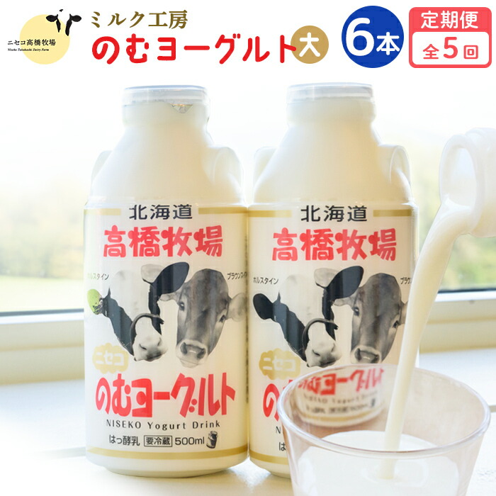 【ふるさと納税】【定期便：全5回】 のむヨーグルト 500ml 6本 ヨーグルト 飲むヨーグルト 濃厚 オンライン 申請 ふるさと納税 北海道 ニセコ町 乳製品 牛乳 健康 善玉菌 整腸 免疫力アップ 定期便 5ヶ月 月1回 朝食 おやつ ニセコ町【03119】