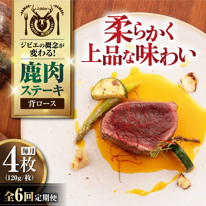 【ふるさと納税】【全6回定期便】鹿肉 背ロース 120g×4枚 《喜茂別町》【EBIJIN】 ジビエ 鹿 ロース ステーキ ステーキ用 赤身 冷凍 冷凍配送 北海道 [AJAO038] 120000 120000円