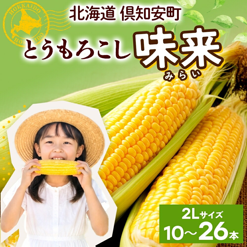 【ふるさと納税】【2026年】北海道産 2Lサイズ 朝もぎ イエロー とうもろこし 味来 みらい 選べる本数 10本 13本 26本 大きめ とうきび 新鮮 スイートコーン 産地直送 グリーンアースファーム お届け:2026年8月上旬~8月下旬|北海道倶知安町
