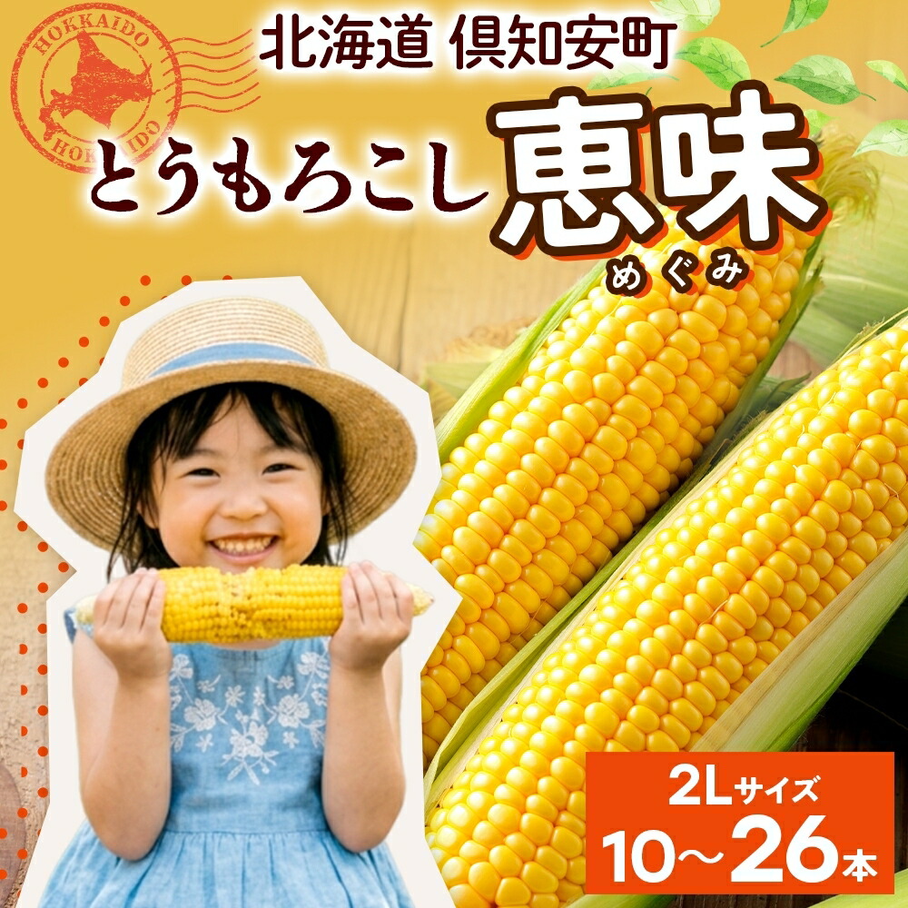 【ふるさと納税】【2026年】北海道産 2Lサイズ 朝もぎ イエロー とうもろこし 恵味 めぐみ 選べる本数 10本 13本 26本 大きめ とうきび 新鮮 スイートコーン 産地直送 グリーンアースファーム お届け:2026年8月上旬~8月下旬|北海道倶知安町