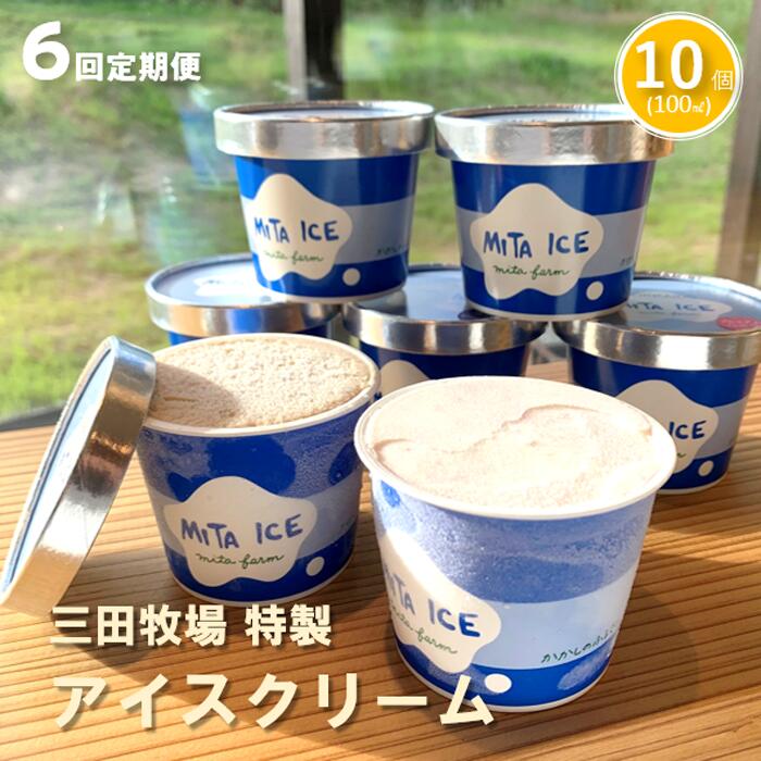 【ふるさと納税】【6ヵ月定期便】アイス 三田牧場 特製 アイスクリーム 4種類 10個 セット ミルク チョコレート いちごミルク ラムレーズン お菓子 デザート 新鮮 生乳 練乳 生クリーム