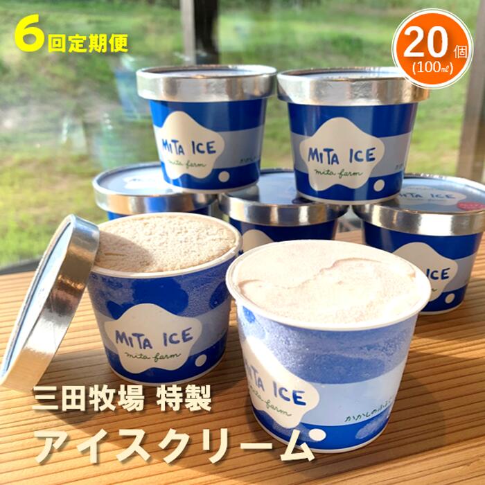 【ふるさと納税】【6ヵ月定期便】アイス 三田牧場 特製 アイスクリーム 4種類 20個 セット ミルク チョコレート いちごミルク ラムレーズン お菓子 デザート 新鮮 生乳 練乳 生クリーム