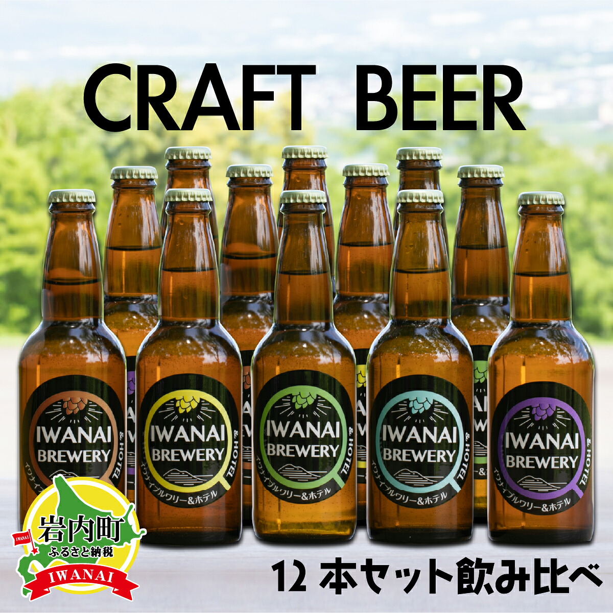 【ふるさと納税】北海道　岩内町 IWANAI BREWERY＆HOTEL クラフトビール 飲み比べ12本セット F21H-503　地ビール クラフトビール ピルスナー IPA ペールエール シュバルツ 季節限定 瓶ビール ビール 酒 飲み比べ 詰め合わせ セット お祝い 家飲み 酒 ふるさと 北海道 岩内町｜北海道岩内町