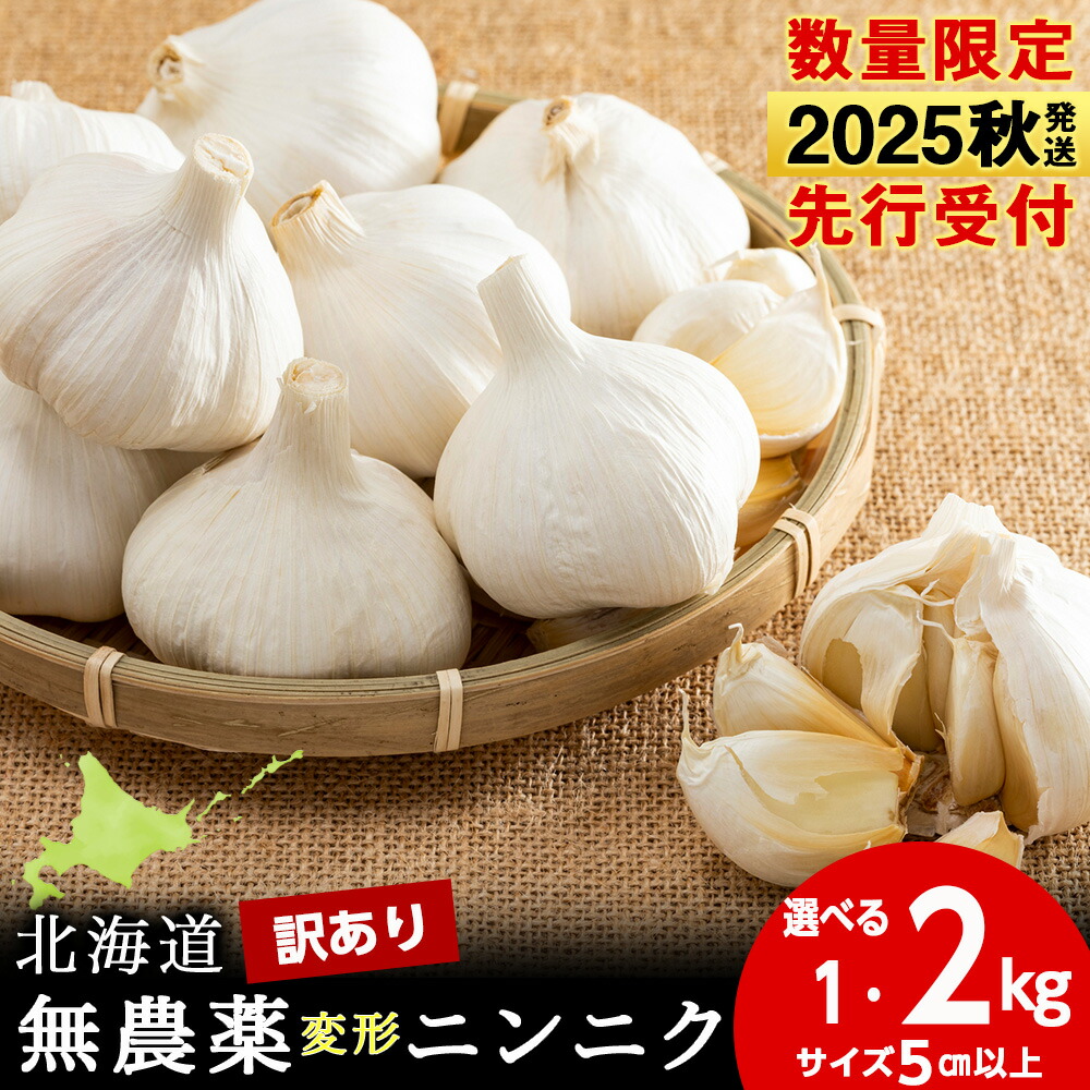 【ふるさと納税】【数量限定】訳あり無農薬変形ニンニク 選べる1kg・2kg 1袋500g 玉 変形 無農薬 にんにくガーリック<BR>北海道ふるさと納税 積丹町 ふるさと納税 北海道 野菜 にんにく 北海道産 大蒜