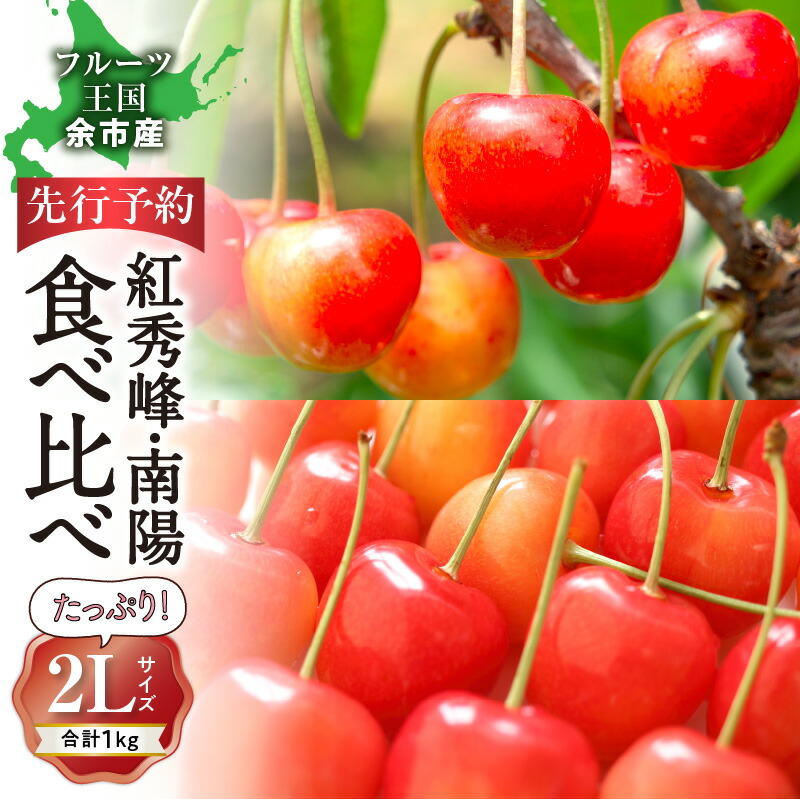 【ふるさと納税】 2025年発送 【 先行予約 】 令和7年産 紅秀峰 南陽 食べ比べ 【 2Lサイズ 】 各500g 【 ニトリ観光果樹園 】 余市 北海道 フルーツ王国 さくらんぼ サクランボ 桜桃 紅秀峰 南陽 食べ比べ 余市産さくらんぼ 人気さくらんぼ ニトリ 余市町 送料無料