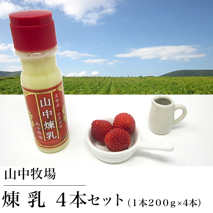 【ふるさと納税】北海道産 【煉乳４本】山中牧場煉乳セット（北海道赤井川村）北のハイグレード食品Ｓ