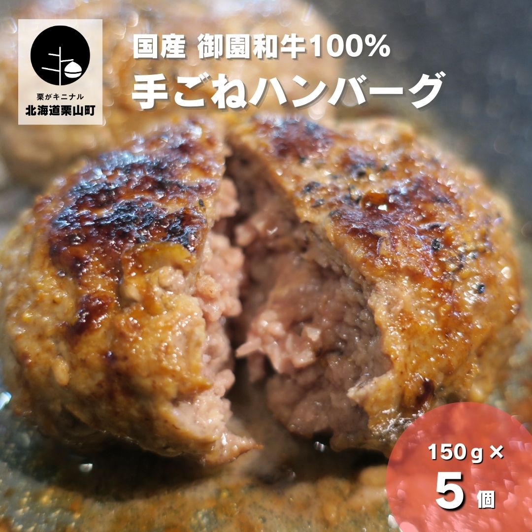 【ふるさと納税】北海道産 御園和牛　手ごねハンバーグ５個セット