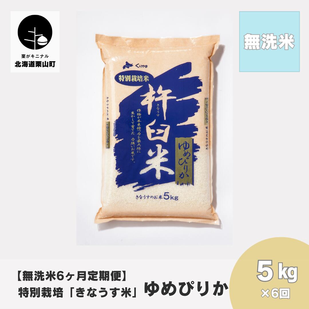 【ふるさと納税】【無洗米6ヶ月定期便】特別栽培「きなうす米」ゆめぴりか5kg×6回|北海道栗山町