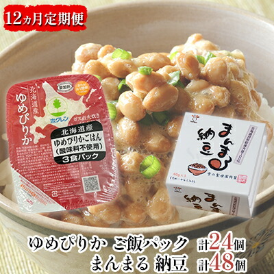 お手軽!時短!納豆ご飯セット 大 納豆48個とご飯パック 24個 12ヵ月定期便