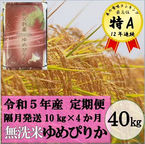 令和5年産 無洗米ゆめぴりか定期便 (隔月10kg×4か月) 計40kg ふるさと納税 定期便 無洗米 米 ゆめぴりか