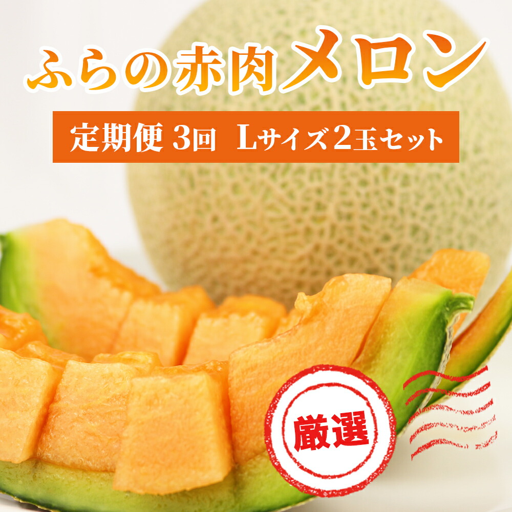 【ふるさと納税】【 2025年発送 先行予約 】定期便 3ヶ月 ふらの 赤肉メロン 厳選 秀品 Lサイズ 1.6kg～1.99kg 2玉 セット ファーム富良野 メロン 果物 フルーツ 富良野 デザート 北海道 北海道上富良野町 　お届け：2025年7月5日～9月20日まで