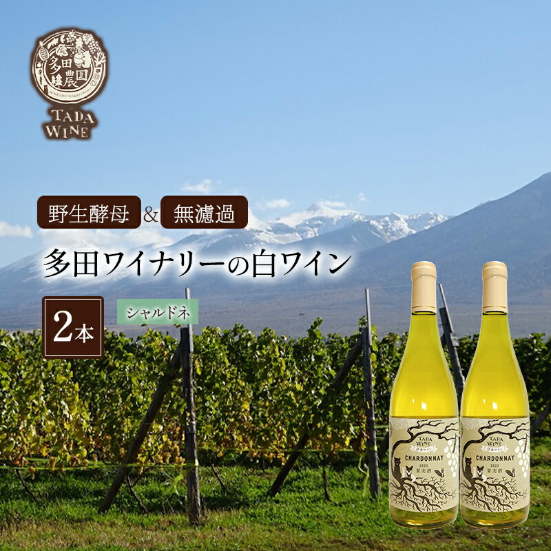 【ふるさと納税】【野生酵母＆無濾過】多田ワイナリーの白ワイン 《シャルドネ》2本 お酒 アルコール ミネラル感 ミディアムボディー 爽や 厚み 晩酌 家飲み 宅飲み ｜北海道上富良野町