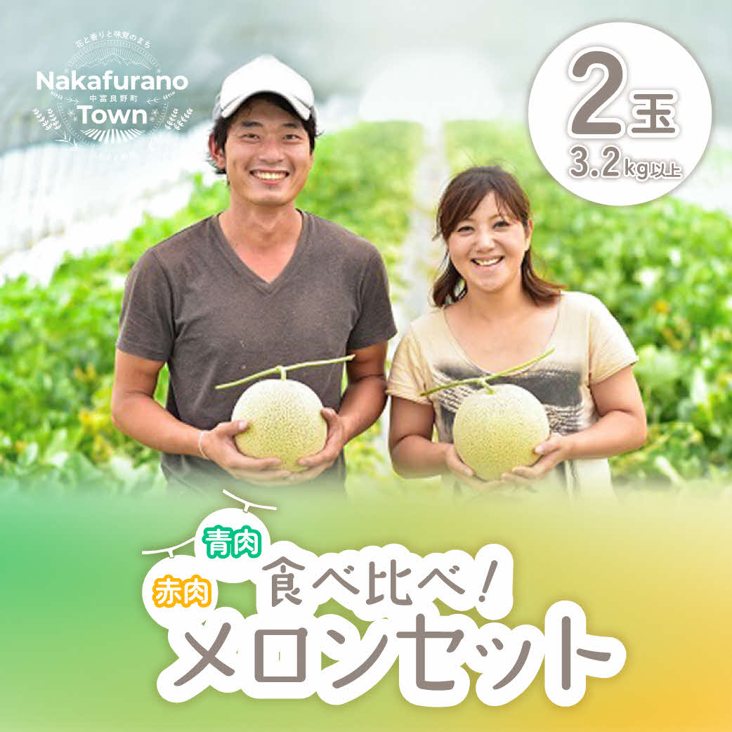 【ふるさと納税】【2025年発送】中富良野町産　よくばりセット2玉（赤肉・青肉メロン）