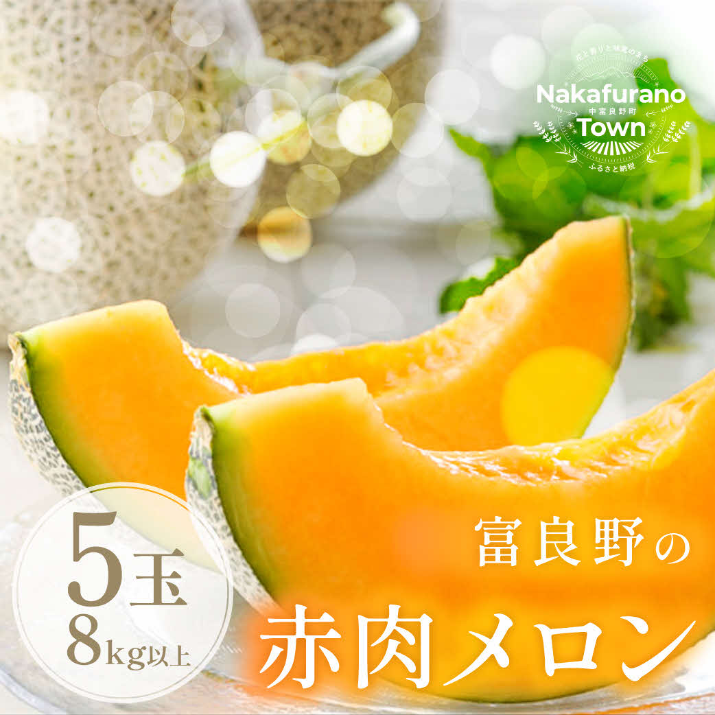 【ふるさと納税】【2025年発送】富良野メロン　5玉（8kg以上）