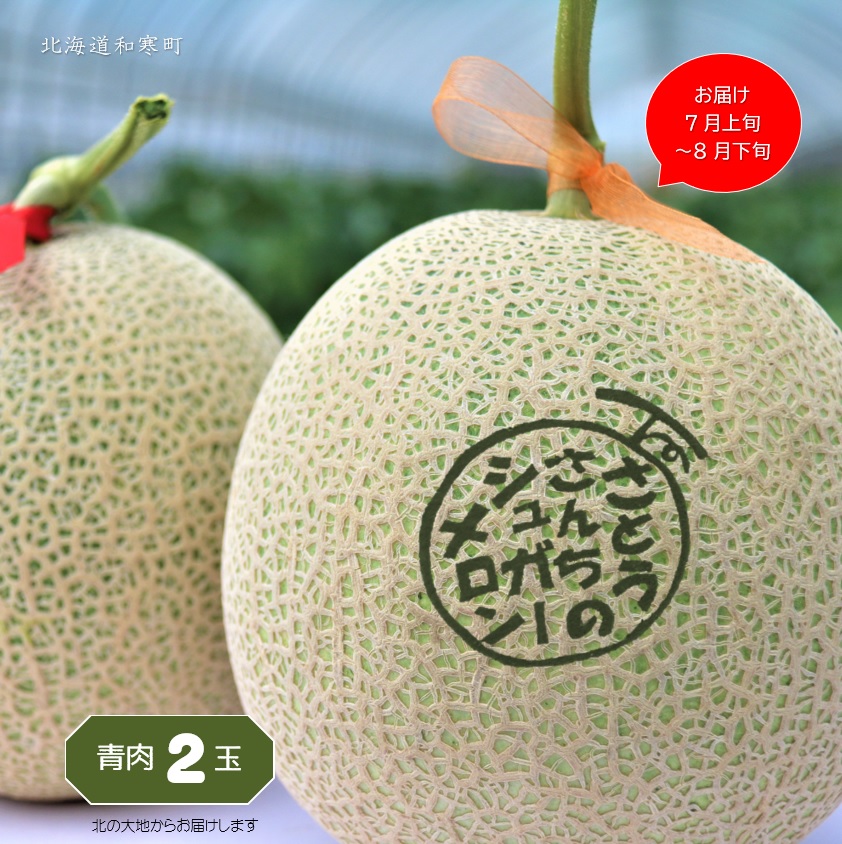 【ふるさと納税】≪令和7年産≫ <br>さとうさんちのシュガーメロン(青肉2玉) <br>ふるさと納税 メロン 北海道 【7～8月お届け】