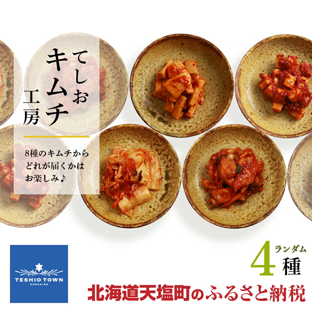 【ふるさと納税】キムチ （ 白菜、タコ、長芋、キュウリ、大根、セロリ、キャベツ 各200g) ( チーズキムチ 80g ) てしおキムチ工房 ランダム4種セット ふるさと納税 北海道｜北海道天塩町