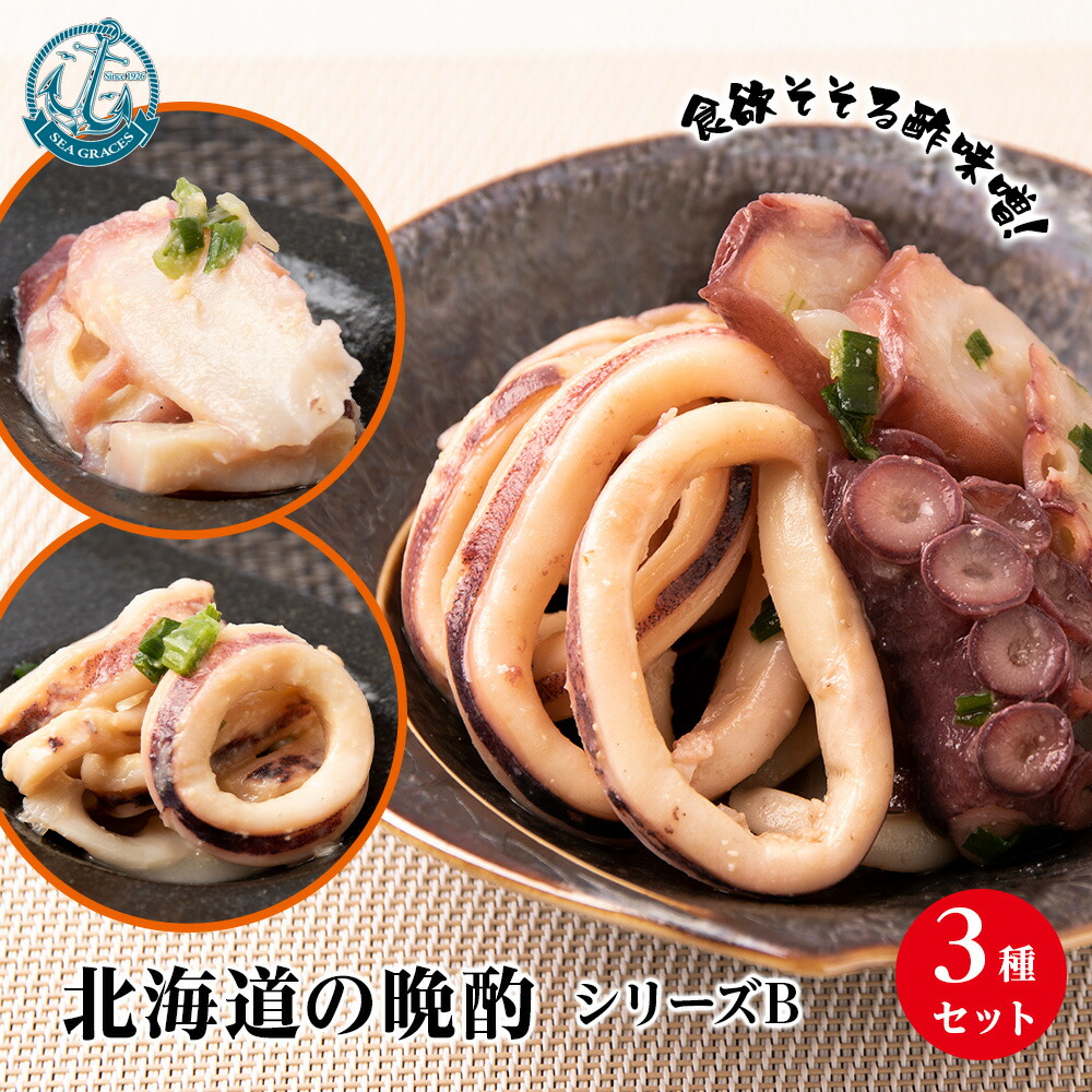 【ふるさと納税】北海道産 いか たこ『北海道の晩酌シリーズB』酢味噌和え色々 冷凍 おかず おつまみ ３種 詰め合わせ セット 北海道ふるさと納税 ふるさと納税 北海道 浜頓別 通販 贈答品 贈り物