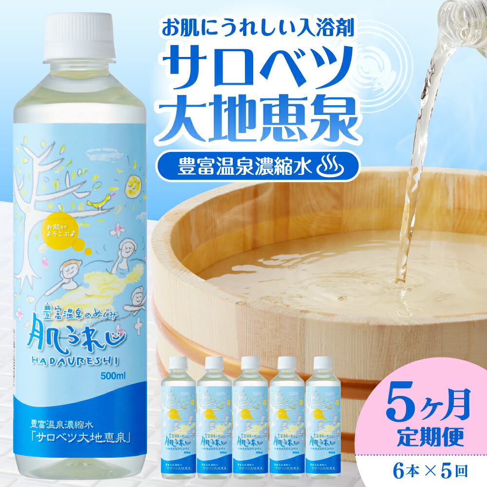【ふるさと納税】【 5ヶ月 定期便 】サロベツ大地恵泉 500ml × 6本 × 5ヶ月 \u003cbr\u003e\u003cbr\u003e| 豊富温泉 濃縮温泉水 濃縮 温泉水 化粧水 スキンケア 入浴剤 温泉成分 セット サロベツ とよとみ 常温 北海道 豊富町