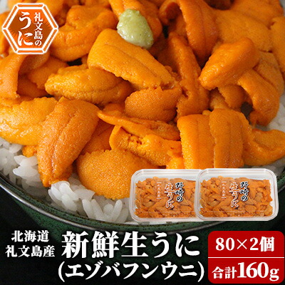 【ふるさと納税】北海道 礼文島産 新鮮生うに（ エゾバフンウニ）80g×2個 ウニ 雲丹 魚貝類 　お届け：2025年6月上旬～8月下旬まで