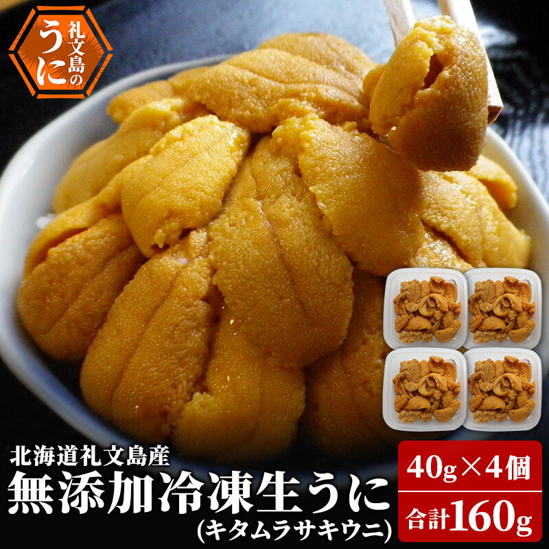 【ふるさと納税】北海道 礼文島産  冷凍生うに （ キタムラサキウニ ）40g×4個  ムラサキウニ  ギフト 雲丹  うに 礼文