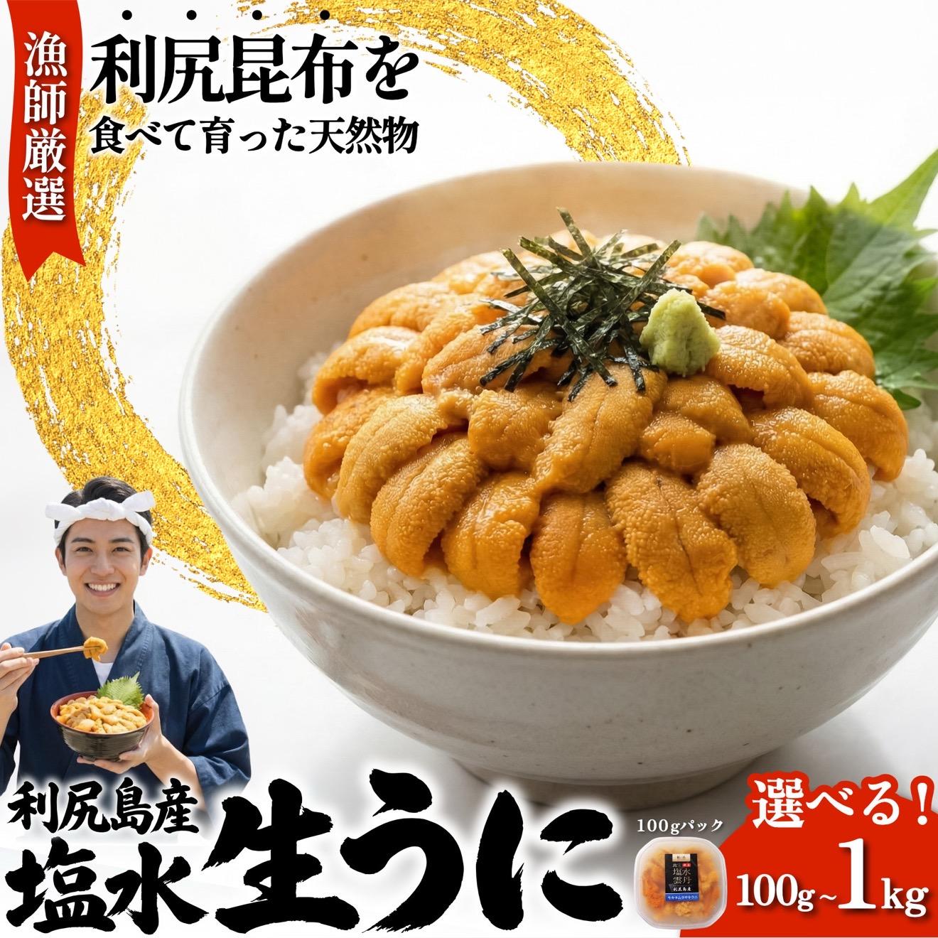 【ふるさと納税】【2026年発送受付】漁師厳選！利尻産 うに キタムラサキウニ 選べる100g～500g（1パック100g）【2026年6～8月発送分】｜北海道 天然 朝獲れ 塩水ウニ 無添加 ミョウバン不使用 雲丹 小分け 送料無料 瓶 なし｜北海道利尻町