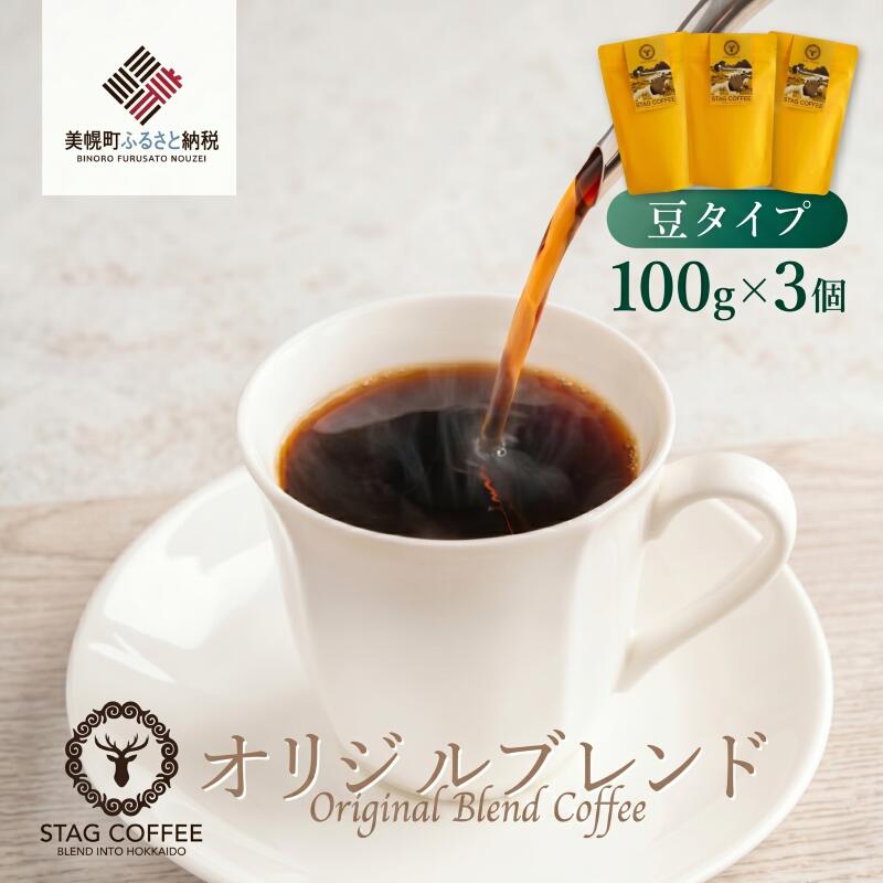 【ふるさと納税】 STAG COFFEE オリジナルブレンド豆 100 &times;3 個セット【ふるさと納税 人気 おすすめ ランキング コーヒー 珈琲 ソフトドリンク コーヒー豆 珈琲豆 中挽 3点セット オフィス用 北海道 美幌町｜北海道美幌町