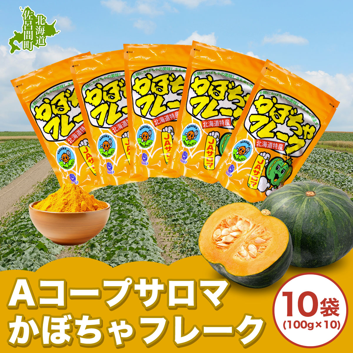 【ふるさと納税】サロマかぼちゃフレーク 10袋(100g×10） 【 ふるさと納税 人気 おすすめ ランキング 加工食品 パウダー かぼちゃパウダー 便利 気軽 菓子作り 料理 北海道 佐呂間町 送料無料 】 SRMM004
