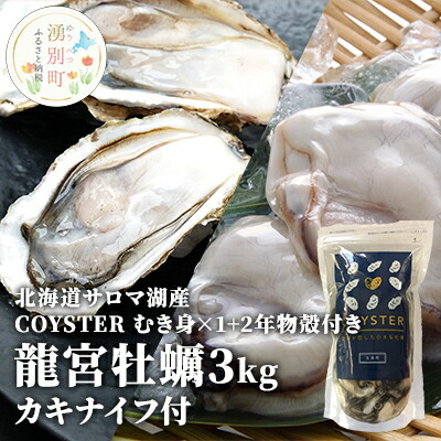 【ふるさと納税】先行予約【国内消費拡大求む】先行予約 北海道 サロマ湖産 【COYSTER（むき身）×1+2年物 殻付き 龍宮牡蠣 3kg】カキ 生ガキ 国産 貝付き 冷蔵 オホーツク 魚貝類 生牡蠣 かき 北海道産 産地直送 　お届け：2025年11月～12月15日