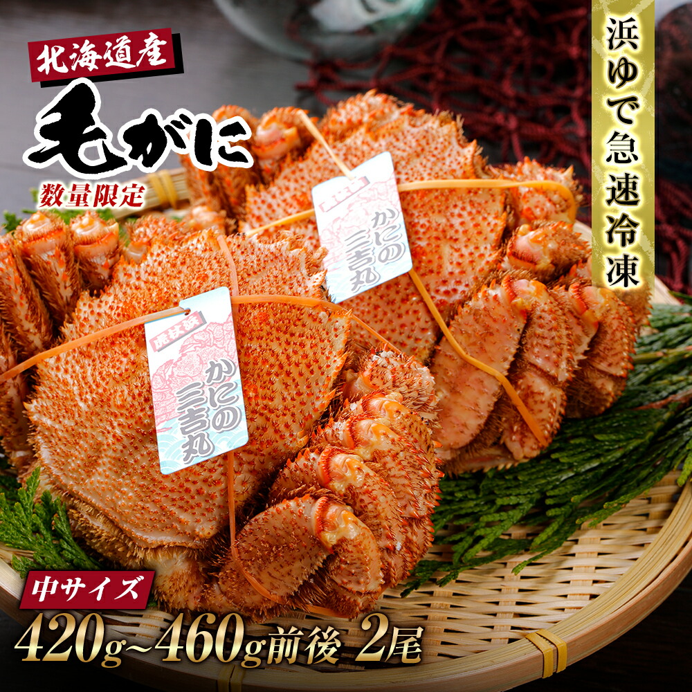 <br>【ふるさと納税】【中サイズ】北海道産 冷凍ボイル毛ガニ (420g-460g前後)2尾<br>毛がに 毛ガニ 毛蟹  蟹 カニ 北海道ふるさと納税 白老 ふるさと納税 北海道 おせち