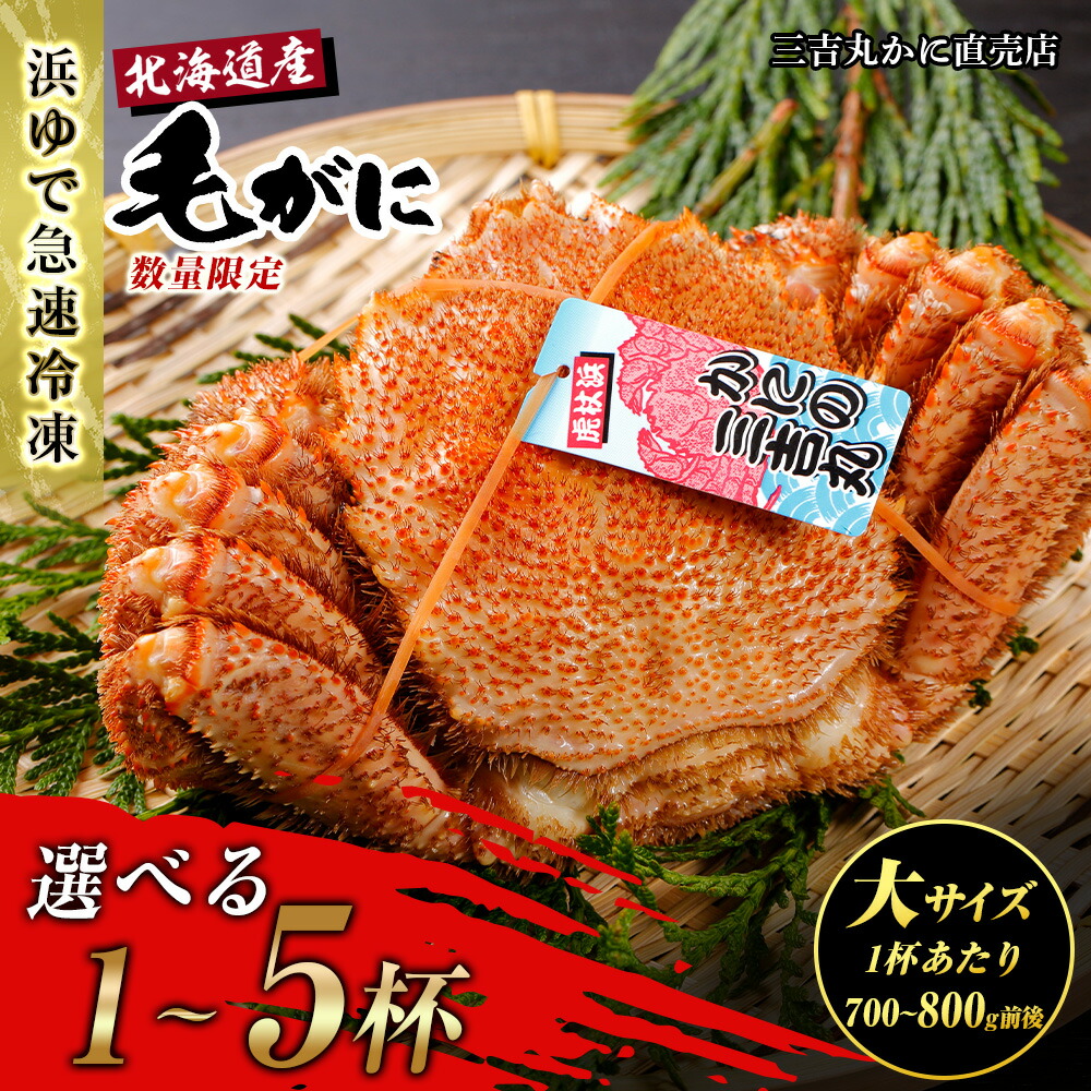 【ふるさと納税】【大サイズ】北海道産 冷凍ボイル毛ガニ 選べる1尾～5尾 (1尾700g-800g前後) AS123<br>毛がに 毛ガニ 毛蟹 ケガニ 毛かに 毛カニ 蟹 カニ  北海道ふるさと納税 白老 ふるさと納税 北海道 年末