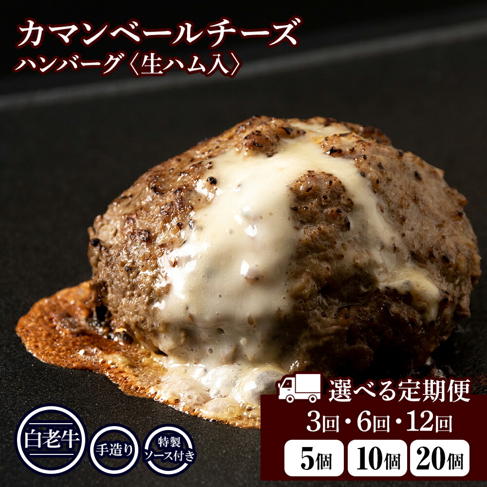 【ふるさと納税】選べる定期便 お楽しみ 北海道産 白老牛 カマンベールチーズハンバーグ 5個～20個セット 冷凍 チーズ イン ハンバーグ BY112 和牛 牛肉 加工肉 チーズ 生ハム 肉料理 惣菜 チーズインハンバーグ 北海道ふるさと納税 白老 ふるさと納税 北海道