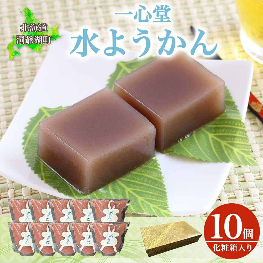 【ふるさと納税】水ようかん 10個 化粧箱入り 7月初旬よりお届け ようかん 和菓子 菓子 羊羹 北海道産 小豆 スイーツ 夏 おやつ お中元 お供え 贈答 お取り寄せ 送料無料 常温 一心堂 北海道 洞爺湖町　お届け：2026年7月初旬から2026年8月10日まで