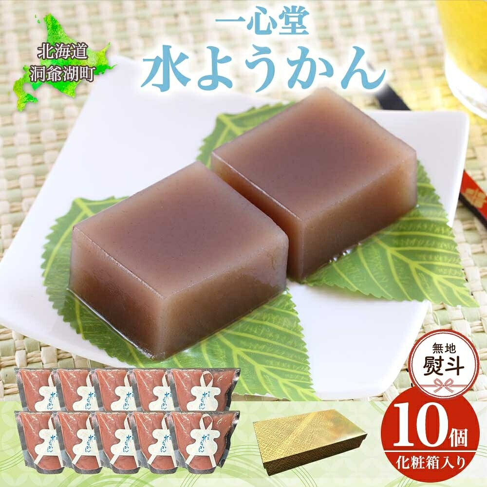【ふるさと納税】無地熨斗 水ようかん 10個 化粧箱入り 7月初旬よりお届け ようかん 和菓子 菓子 羊羹 北海道産 小豆 スイーツ 夏 おやつ お中元 お供え 贈答 常温 一心堂 北海道 洞爺湖町 熨斗 のし 名入れ不可　お届け：2026年7月初旬から2026年8月10日まで