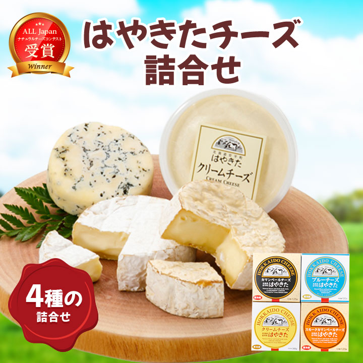 【ふるさと納税】高評価! ナチュラルチーズコンテスト受賞! 夢民舎ブランド はやきたチーズ詰合せセット_ カマンベールチーズ クリームチーズ ブルーチーズ 人気 北海道 おつまみ【配送不可地域：離島】【1000073】