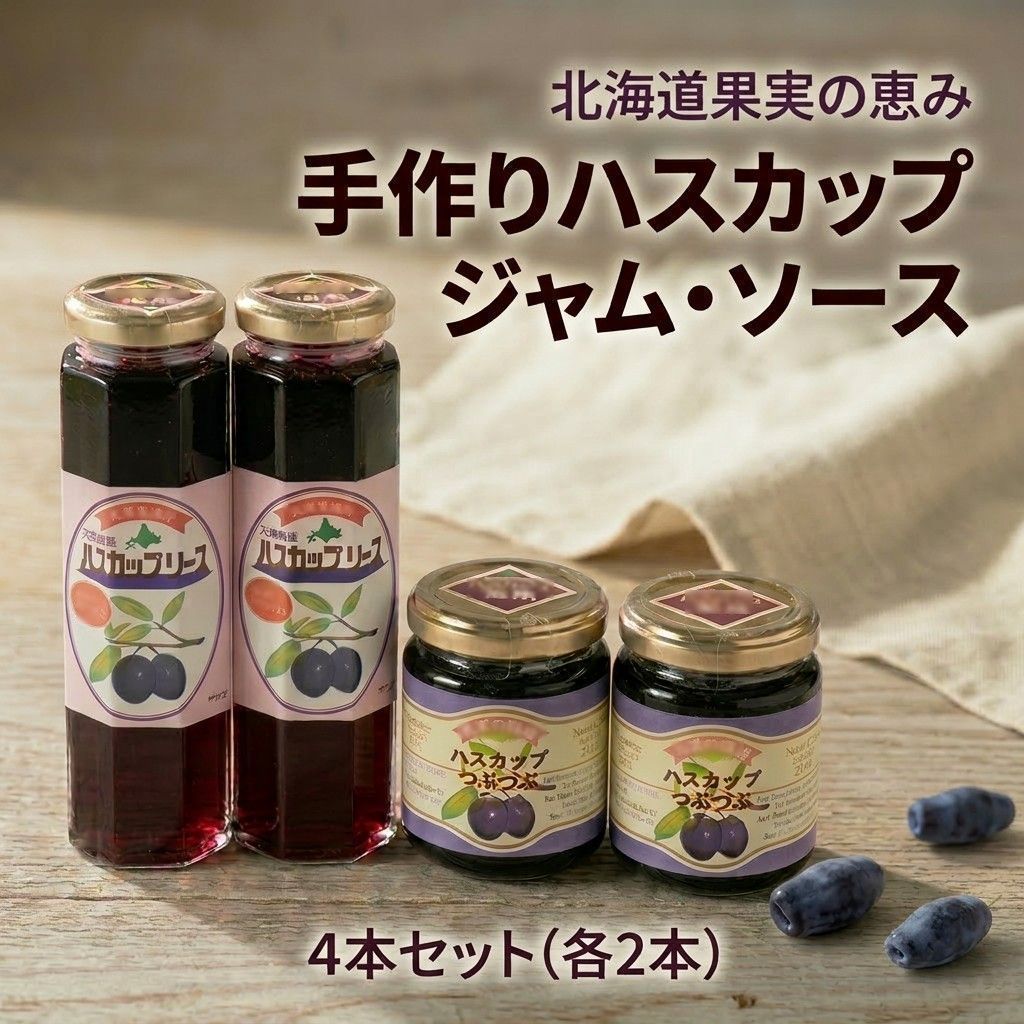 【ふるさと納税】＜北海道果実の恵み＞手作りハスカップジャム・ソース4本セット