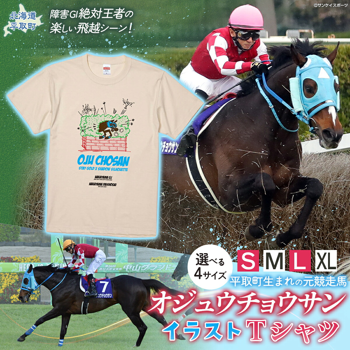 【ふるさと納税】【オジュウチョウサン】イラストＴシャツ【 ふるさと納税 人気 おすすめ ランキング 馬 競馬 競走馬 引退馬 オジュウチョウサン 北海道 平取町 送料無料】 BRTV005｜北海道平取町