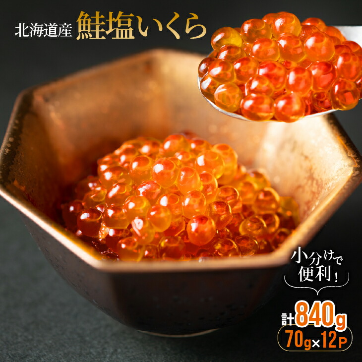 【ふるさと納税】小分けで便利！鮭塩いくら(70g×12)[02-1062] 北海道 浦河 ふるさと納税 いくら 塩いくら 小分け パック 送料無料